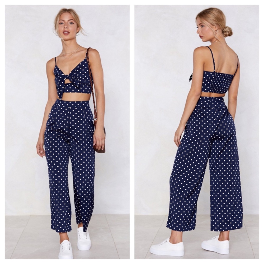 Nasty Gal Navy Polka Dot Twin Set - NWOT